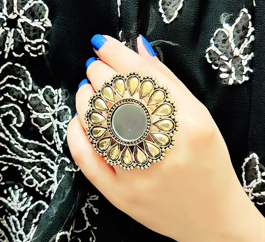 BOHO GOLDEN MIRROR ADJUSTABLE RING