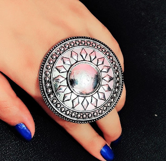 GERMAN SILVER COCKTAIL RING