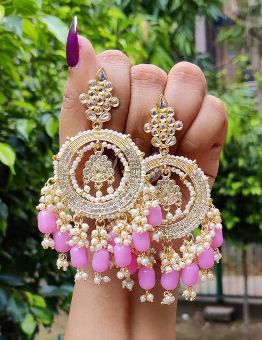 KAIRA CHANDBALI EARRINGS - BABY PINK