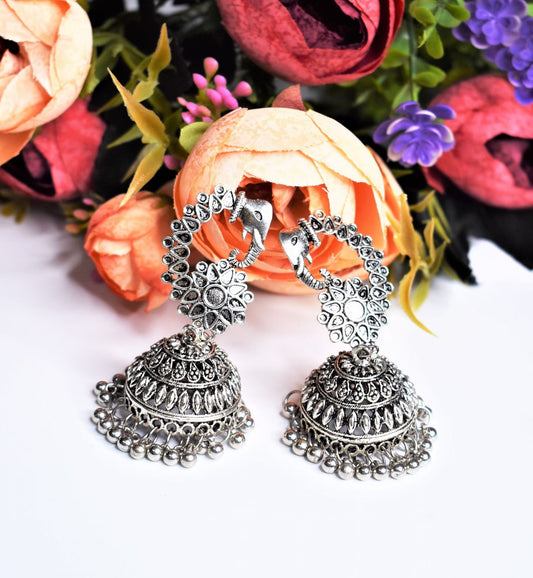 ELEPHANT SILVER JHUMKA GS EARRING