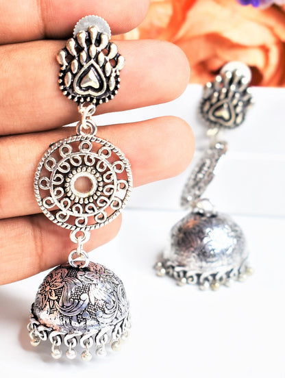 Silver Lotus Kgs Jhumka Earring