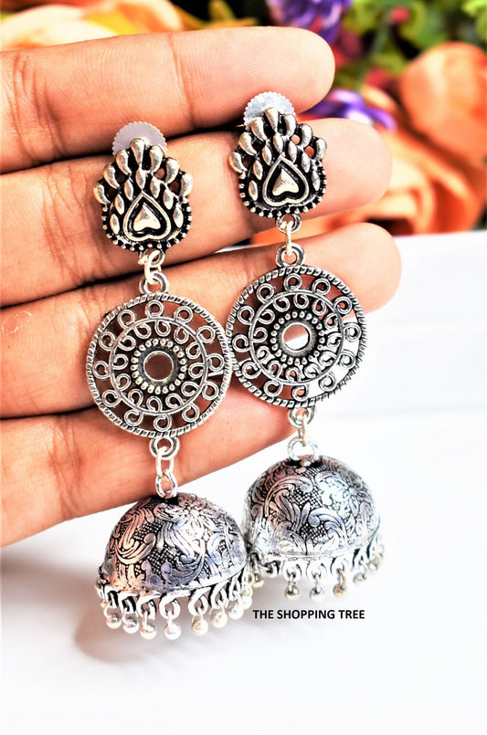 Silver Lotus Kgs Jhumka Earring