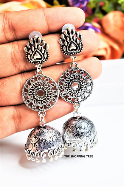 Silver Lotus Kgs Jhumka Earring