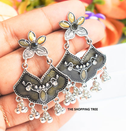 Black Enamel GS Stud Earrings
