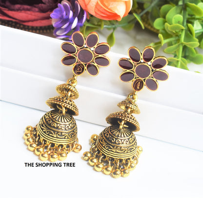 Copper Gold Jhumka Earring