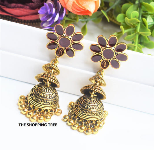 Copper Gold Jhumka Earring