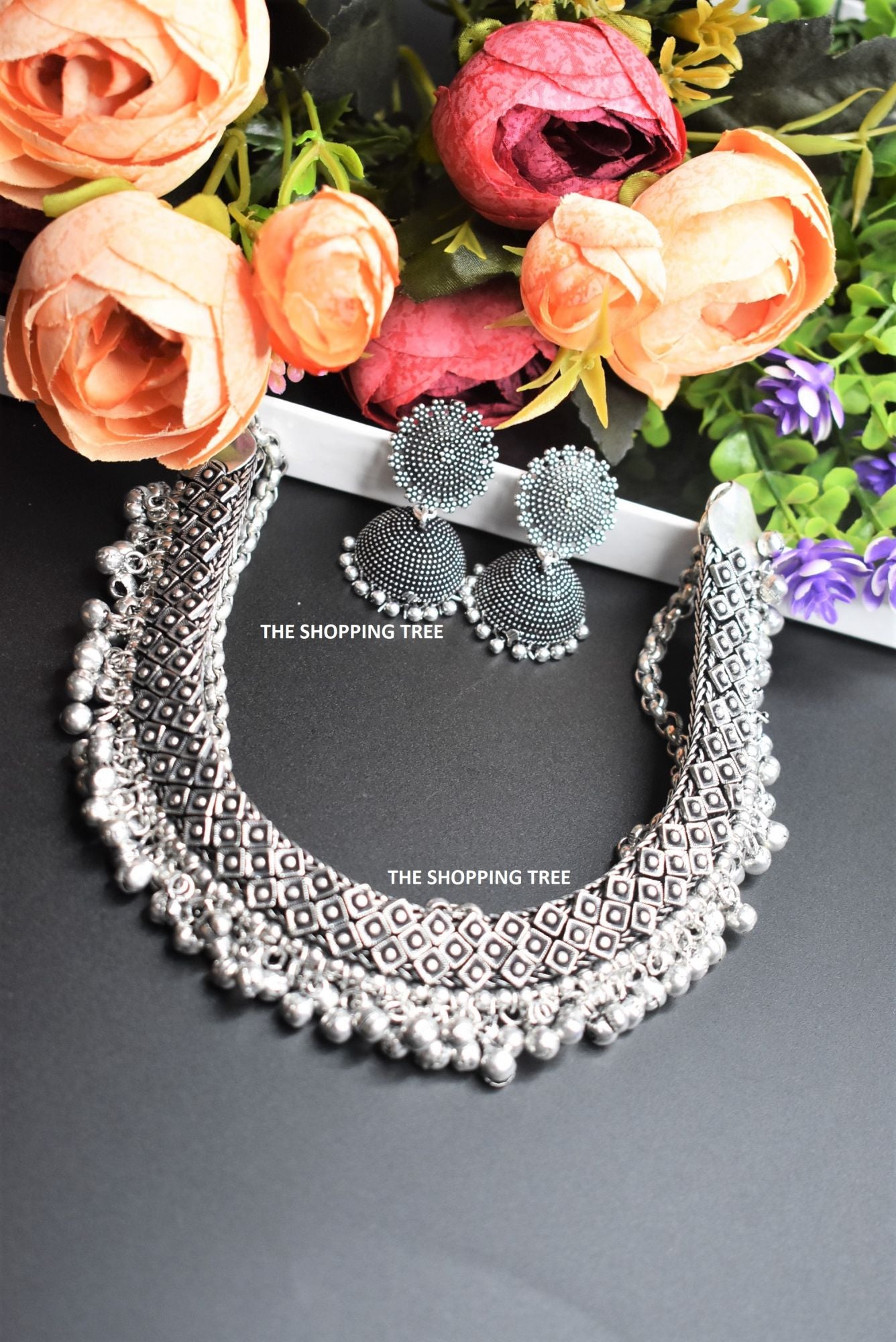 SILVER GHUNGHROO NECKLACE SET