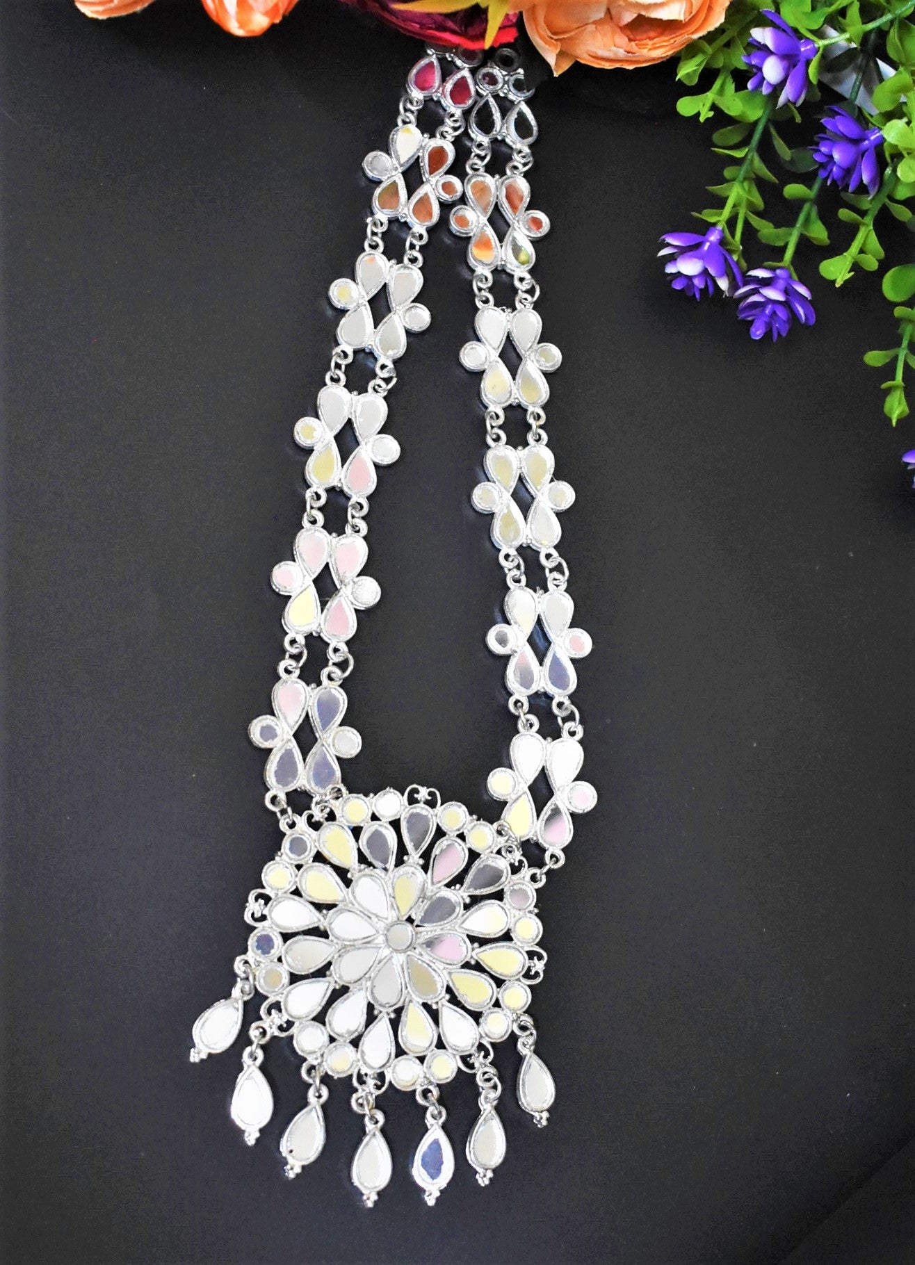 HAND CUT GLASS MIRROR NECKLACE