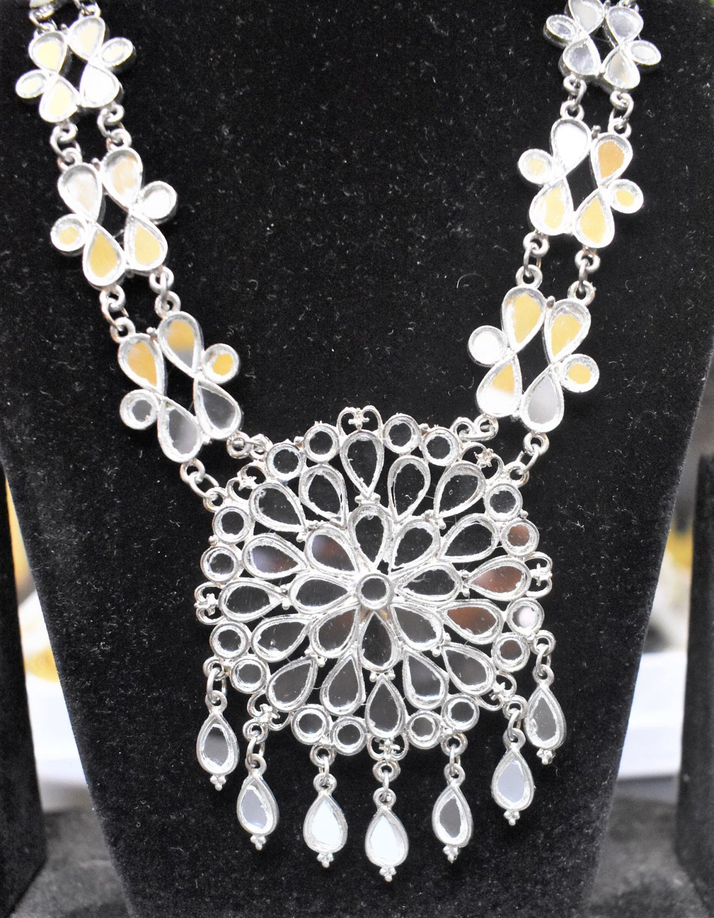 HAND CUT GLASS MIRROR NECKLACE
