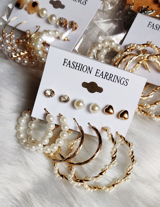 CUTESEY- DAISY COMBO EARRINGS-PEARLS