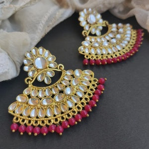 ''ANUBHA'' EARRINGS MANGTIKA SET - PINK