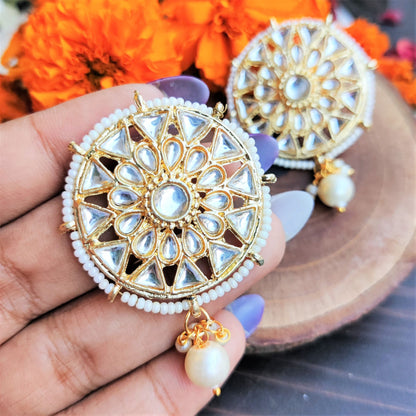 Subh Kundan Golden Stud Earring