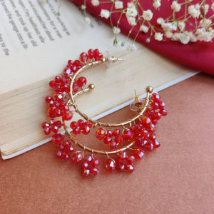 CRYSTAL SEMI HOOP EARRING