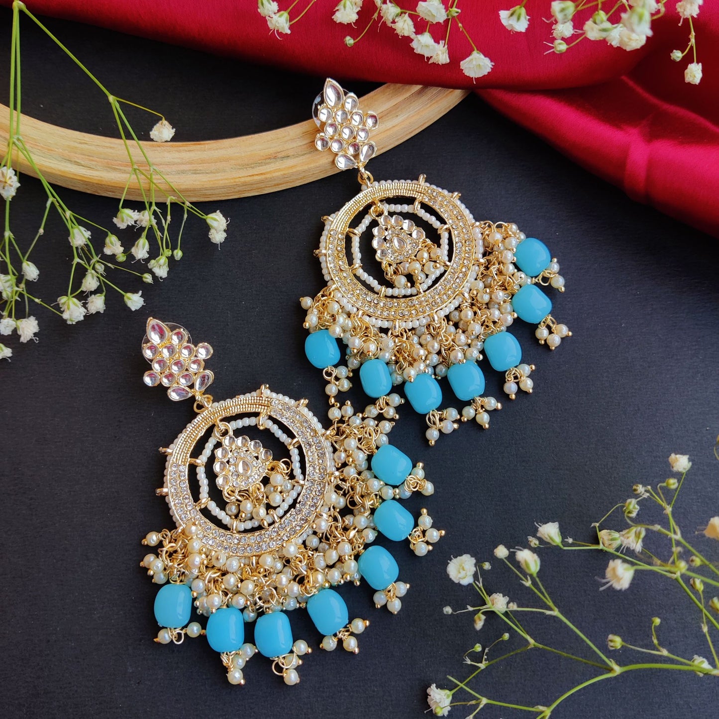 KAIRA CHANDBALI EARRINGS - SKY BLUE