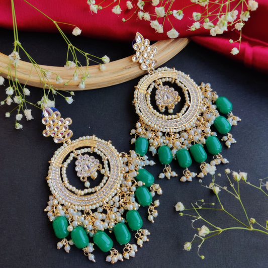 KAIRA CHANDBALI EARRINGS - GREEN