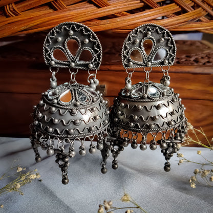 BOHO JUMBO MIRROR JHUMKA EARRINGS