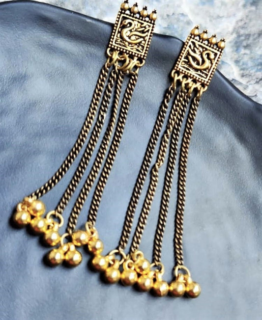 GOLDEN PEARL CHAIN EARRINGS