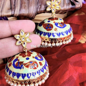 LIGHTWEIGHT MEENAKARI STUD JHUMKA EARRINGS