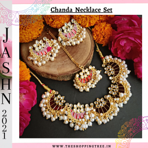 Chanda Pearl Necklace Set - Maroon
