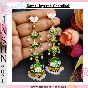 Kamal Layered Jhumka Earring - Green