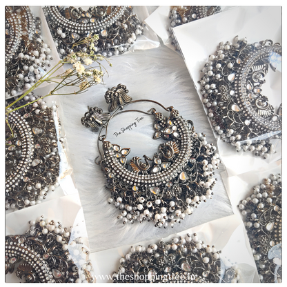 Aahana Black Metal Chandbali Earring