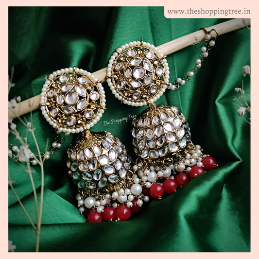 BARKAT JHUMKA EARRINGS - RED