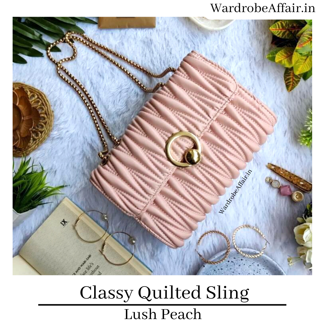 Classy Quilted Sling Bag - Lush Peach