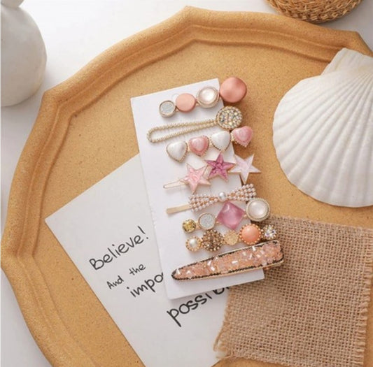 DAINTY KOREAN HAIR CLIPS - SET OF 8