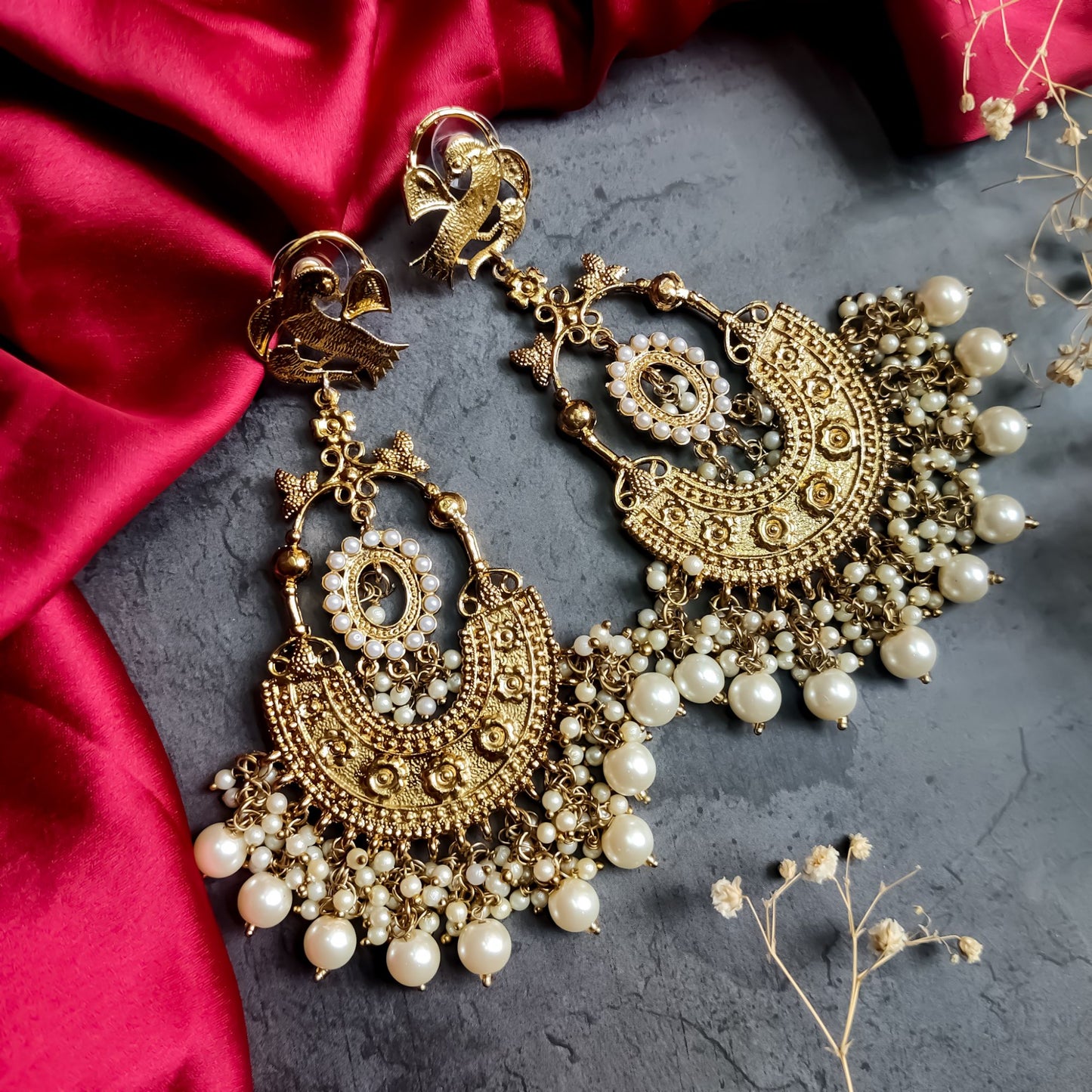 Aaliya Golden Chandbali Earrings