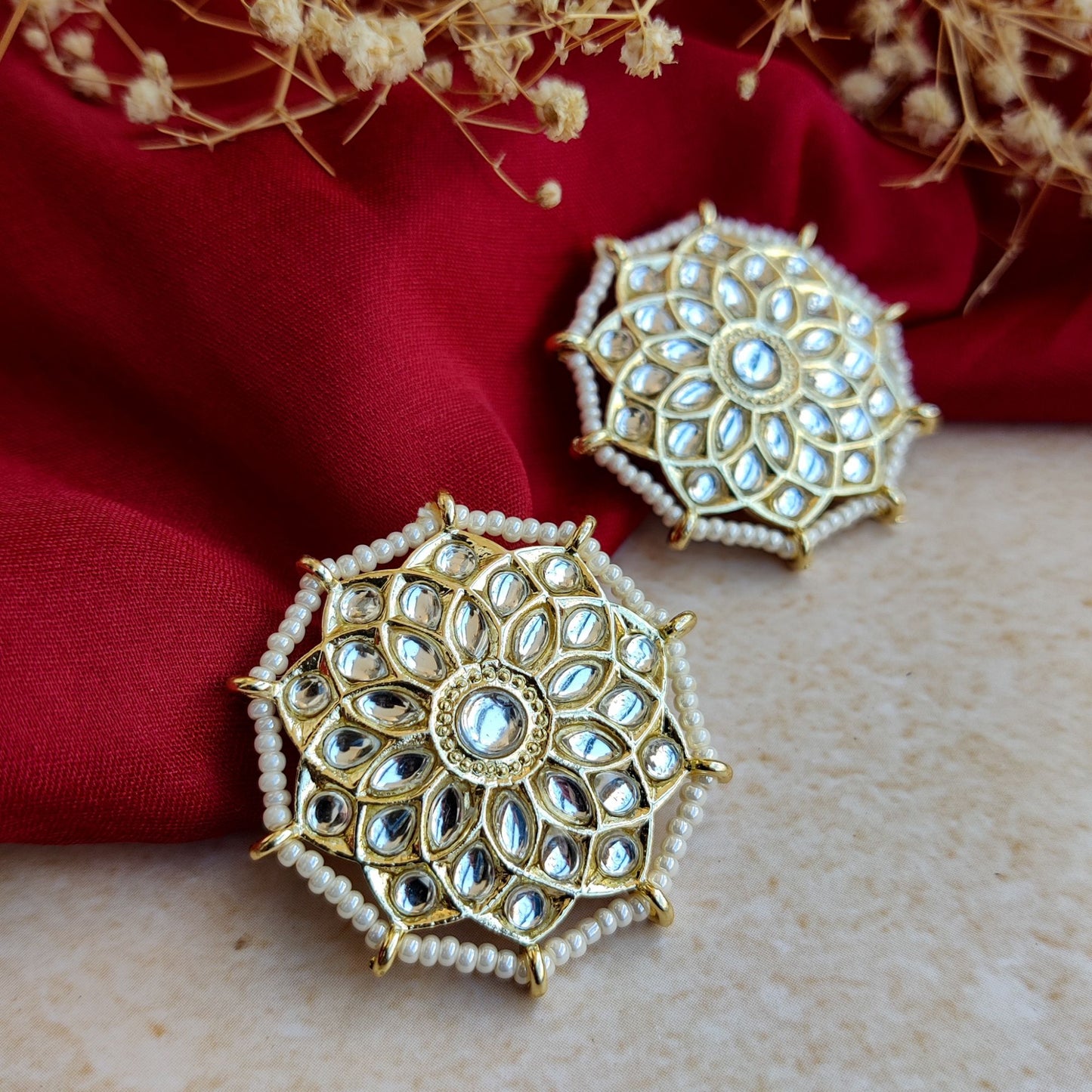MANDALA DABI KUNDAN ETHNIC STUD EARRINGS