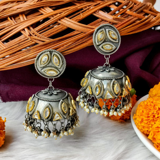 GAUHAR FUSION AFGHANI JHUMKA EARRINGS